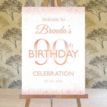 90th Birthday Rose Gold Welcome Sign, 3 of 6