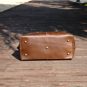 Zip Detail Genuine Leather Holdall, 9 of 12