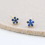 Sterling Silver Sapphire Blue Flower Cz Stud Earrings, thumbnail 7 of 12