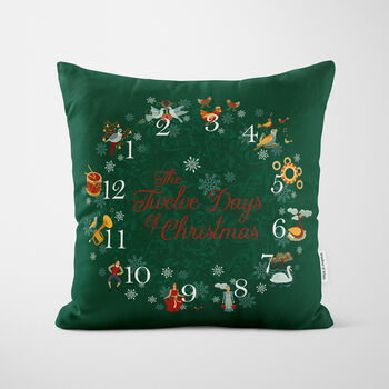 Green 12 Days Of Christmas Cushion, 6 of 7