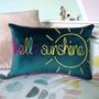 Hello Sunshine Embroidered Velvet Cushion, thumbnail 1 of 5