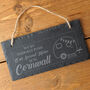 We're Terribly Posh, Our Second Home Is In Cornwall Illustrated Slate Sign, thumbnail 1 of 4