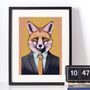 Fox In A Suit Portrait Illustration Art Print, thumbnail 3 of 3