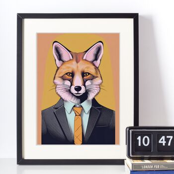 Fox In A Suit Portrait Illustration Art Print, 3 of 3