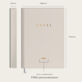 Personalised Taupe A5 Lined Hardcover Notebook, 4 of 12