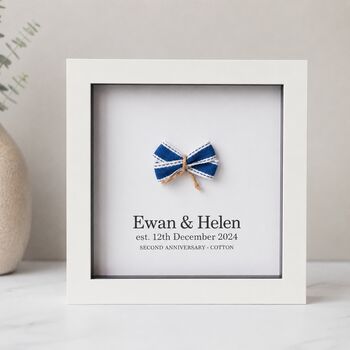 Personalised 2nd Anniversary Gift Handmade Cotton Bow, 5 of 12