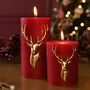 Red Stag Pillar Candle – Luxury Festive Christmas Décor, thumbnail 1 of 3