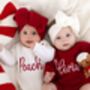 Christmas Embroidered Personalised New Baby Knitted Romper, thumbnail 2 of 12