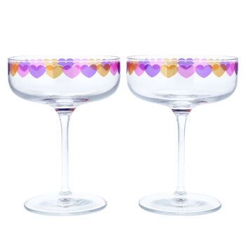 Love Heart Printed Set Of Two Cocktail Glasses, 3 of 6