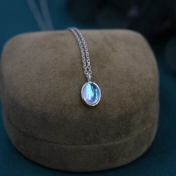 Oval Moonstone Pendant Necklace In Sterling Silver, 3 of 11