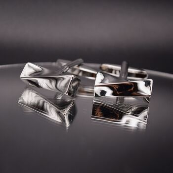 Silver Twisted Cufflinks Luxury Mens Gift, 3 of 5