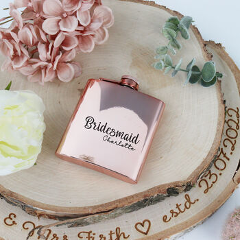 Personalised Rose Gold Hip Flask, 5 of 8
