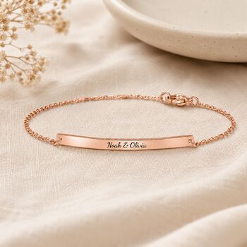 Personalised Curve Bar Bracelet Engrave Name Symbol, 8 of 10