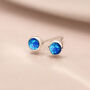 Mini Sterling Silver Ocean Blue Opal Stud Earrings, thumbnail 2 of 7