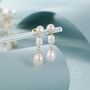 Sterling Silver Irregular Shaped Freshwater Pearl Trio Drop Hook Earrings, thumbnail 3 of 12