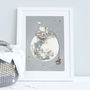 Personalised Picnic On The Moon Children's Art Print, thumbnail 1 of 8
