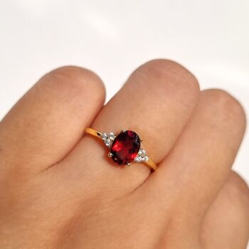 Garnet Ring In Sterling Silver And Gold Vermeil, 7 of 10
