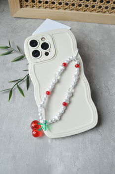 Chunky Cherry Pearl Phone Strap, 2 of 6