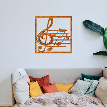 Metal Treble Clef And Notes Square Frame Wall Art Decor, 6 of 11