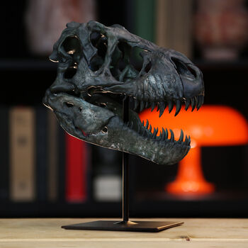 T Rex Dinosaur Skull Hand Painted 3D Model Statue Gifts For Him, 2 of 5