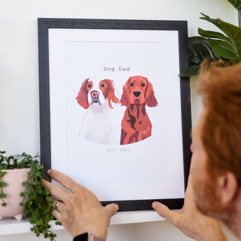 Dog Dad Personalised Pet Portrait Framed Print, 3 of 5