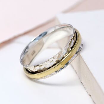 Personalised Dainty Sterling Silver Brass Spinner Ring, 2 of 10