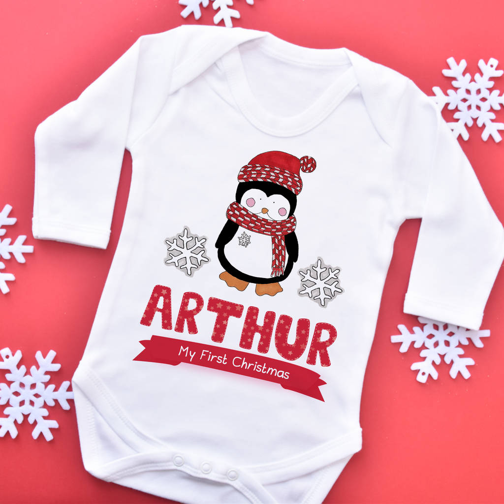 Personalised 'First Christmas' Penguin Vest By Cows & Kisses ...