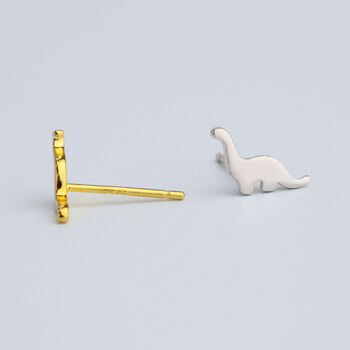 Sterling Silver Dinosaur Stud Earrings, 3 of 5