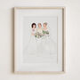 Generational Wedding Portrait – Gift For Mother Of The Bride, Custom Hand Drawn Wedding Dress Painting, thumbnail 4 of 7