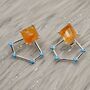 Raw Citrine, Turquoise Sterling Silver Earrings, thumbnail 1 of 6