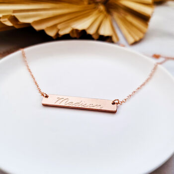 Personalised Name Bar Necklace With Hidden Message, 8 of 11