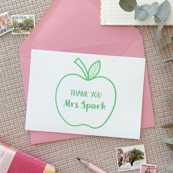 Green Apple For The Teacher Thank You Card, 3 of 11