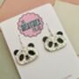 Panda Glitter Statement Earrings / Panda Lover Gift / Zoo Lover Gift / Birthday Gift For Her, thumbnail 2 of 5