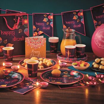 Happy Diwali Serving Trays 3pk Purple And Pink, 2 of 3