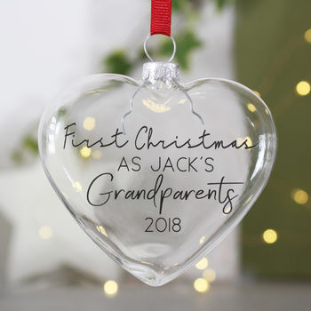 First Christmas As Grandparents Glass Bauble, 2 of 4