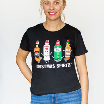 'Christmas Spirits' Ladies Christmas T Shirt, 5 of 6