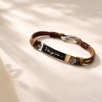 Gifts For Him Engraved Men Leather Bracelet, 10 of 12