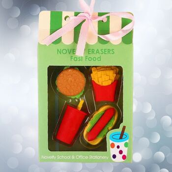 Stocking Filler Fun Food Stationary Eraser Three Sets, 5 of 6