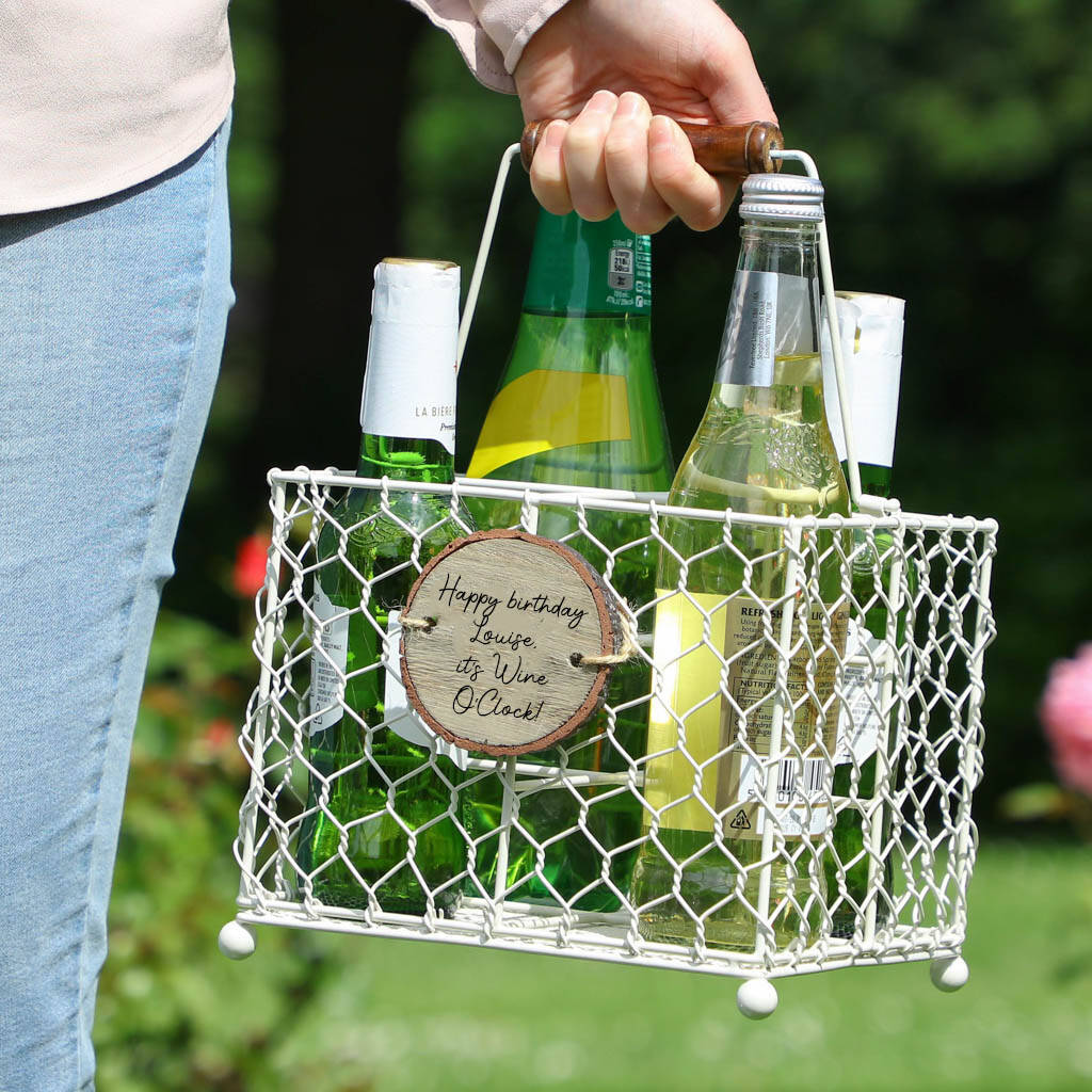 Personalised Wire Wine Bottle Holder Caddy By Dibor