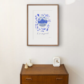 Sefton Park, Liverpool Blue Tile Inspired Travel Print, 7 of 7