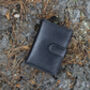 Women's Luxury Black Leather Tab Trifold Purse Rfid Protected Personsalised, thumbnail 6 of 7