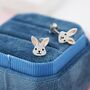 Sterling Silver Cute Bunny Head Earrings, thumbnail 2 of 12