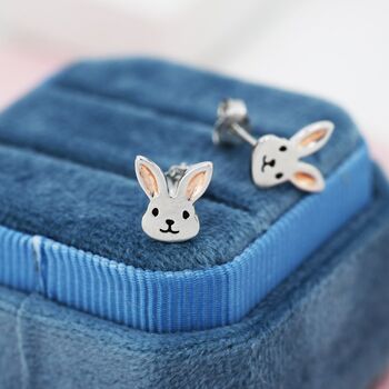 Sterling Silver Cute Bunny Head Earrings, 2 of 12