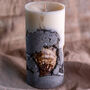 Concrete And Oyster Shell Pillar Candle, thumbnail 1 of 4