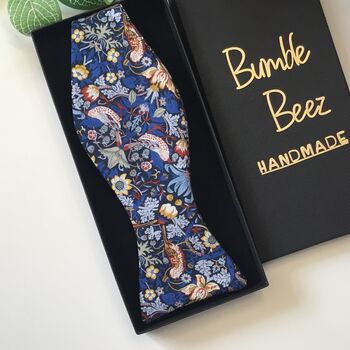Self Tie Bow Tie In Indigo Liberty Of London Print, 2 of 4