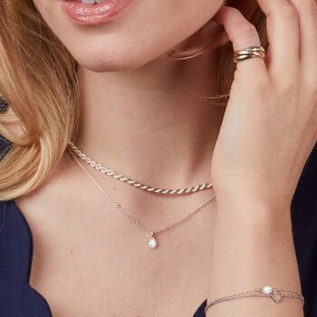 Freshwater Pearl And Sterling Silver Necklace, 3 of 5