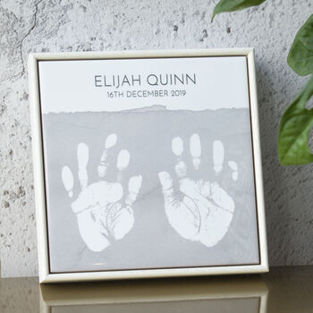 Baby Hand And Footprint Colour Wash Framed Tile, 4 of 5