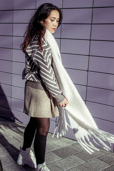 White Colour Block Warm Wrap Scarf, 9 of 10