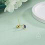 Sterling Silver Tiny Sapphire Blue Droplet Cz Halo Stud Earrings, thumbnail 6 of 12