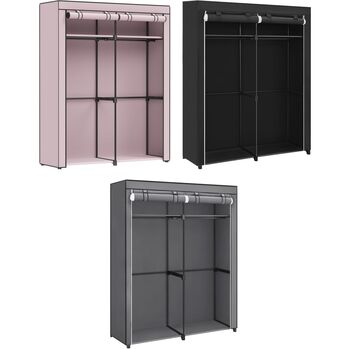 Collapsible Fabric Wardrobe With Rails Clothes Storage, 8 of 8